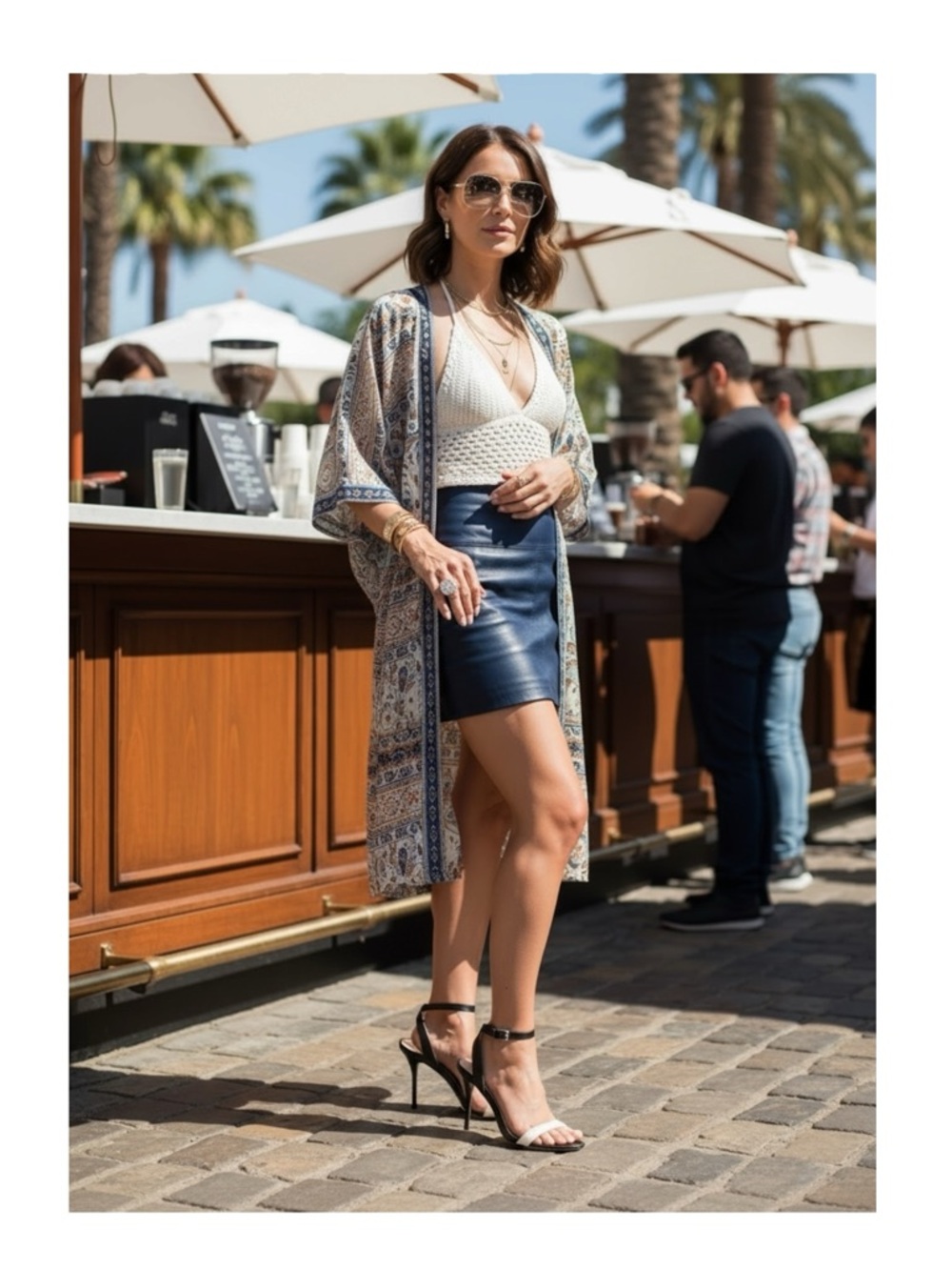 Michael Kors ᪥ Bridget Saffiano Leather Stiletto Ankle Strap Sandal ᪥ B+W ᪥ 10M - Picture 15 of 16